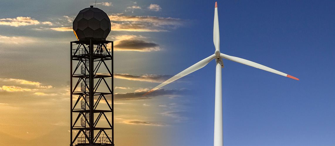 radar météo éolienne ciel bleu