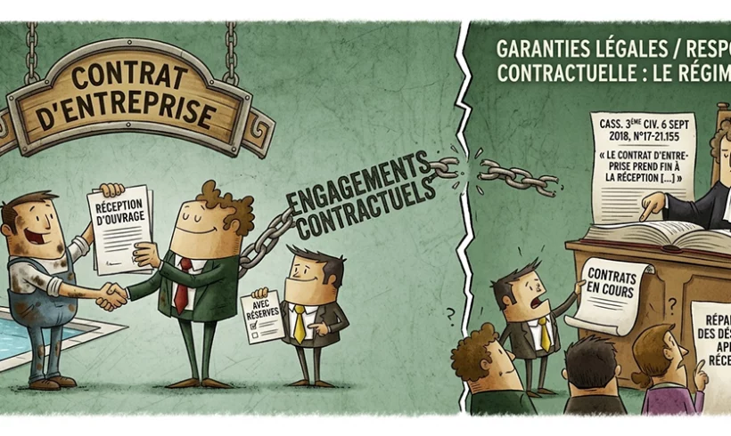 La réception, même avec réserves met fin au contrat d’entreprise La réception, même avec réserves met fin au contrat d’entreprise